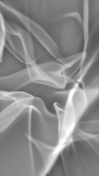 Grey soft curves. Loop animation abstract background. Smoke or gas. Vertical video.