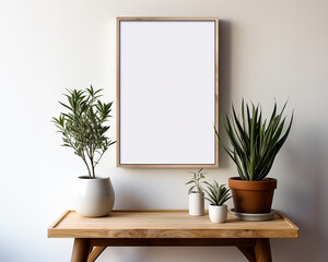 Picture frame with white canvas