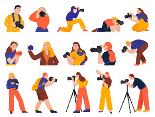 Fototapeta premium Photographer Flat Icons Set