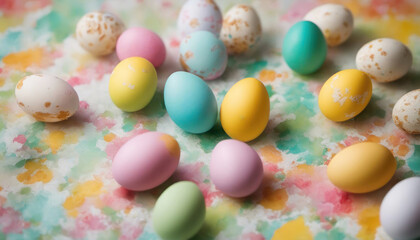 Fototapeta na wymiar Beautiful colorful easter eggs with copy space