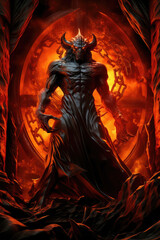The Malevolent Reign: Evil Devil, Lord of Darkness, Commanding the Infernal Realms of Hell Generative AI
