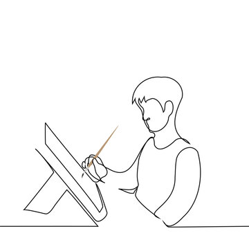 line art artist drawing on tablet clip art preview