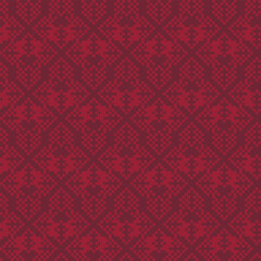 Red Textured Fair Isle Seamless Pattern Design