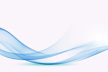 Poster Wave design blue transparent lines,abstract wave flow. © lesikvit