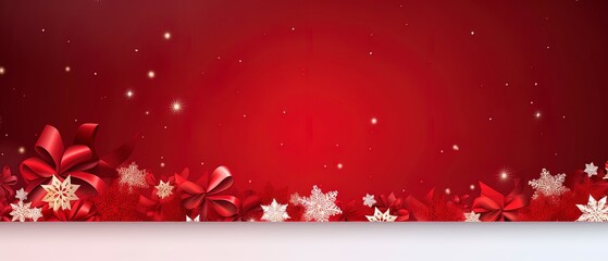 Christmas themed banner with blank space for text on a red background.