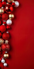 Christmas themed banner with blank space for text on a red background.