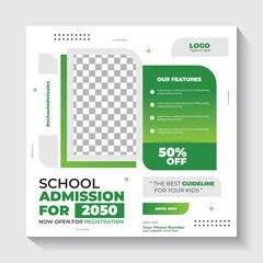 Social media post banner template design for school admission