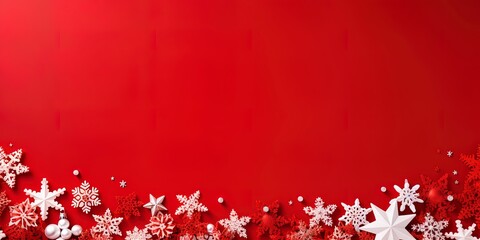 Naklejka na ściany i meble Christmas themed banner with blank space for text on a red background.