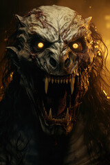 Naklejka premium The Sinister Legend of Female Demon Bloody Mary: A Rendering by Generative AI