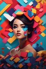 portrait of a woman with colorful background