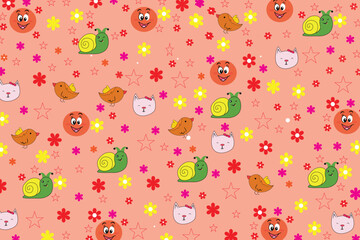 Seamless background pattern of cartoon