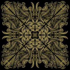 Dark abstract with 3D effect. Lines and shapes on a dark background. Volumetric illustration. Background with 3D effect