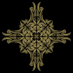 Dark abstract with 3D effect. Lines and shapes on a dark background. Volumetric illustration. Background with 3D effect