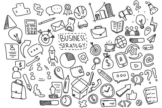 icon business hand drawn vector simple, doodle art.