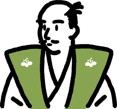 recommend clip art: 歴史の人物　織田信長のシンプル線画な上半身のイラストカラー似顔絵