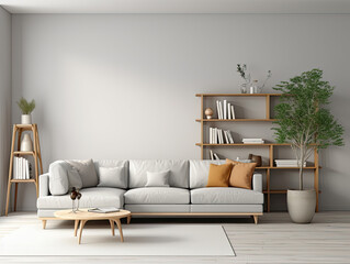 Corner Sofa and Shelving Unit in Norwegian Minimalist Living Room