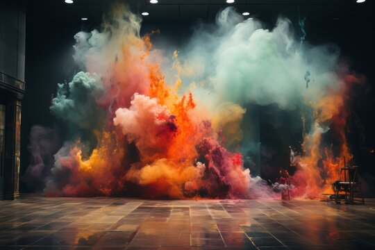 Studio designed for creative art photography featuring abstract backdrops and experimental lighting, Generative AI.