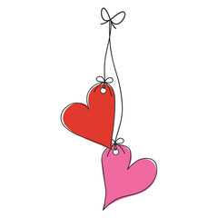 red and pink heart sape holiday art drawn