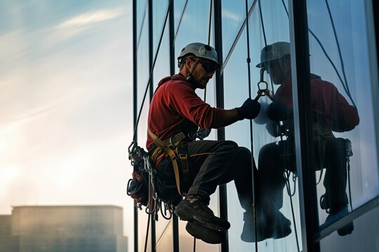 Skilled industrial climbers at work, performing maintenance and inspection tasks in various industries.'generative AI'	