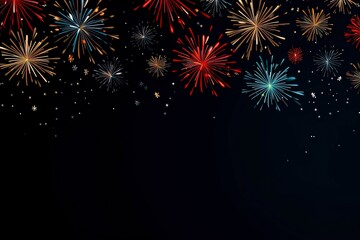 Fototapeta na wymiar New Years banner with fireworks on a dark background with room for copy text.