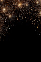 New Years banner with fireworks on a dark background with room for copy text.