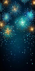 Obraz premium New Years banner with fireworks on a dark background with room for copy text.