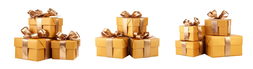 Set of gift boxes isolated on transparent background. Generative Ai