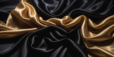 Fototapeta premium black and gold silk fabric background texture