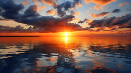 Fototapeta na wymiar Tropical sunset clam ocean scene. Natural background and landscape.