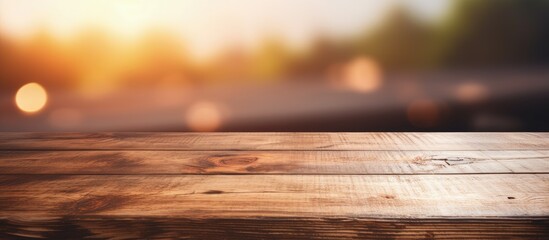 Fototapeta premium Blurry background with wooden table