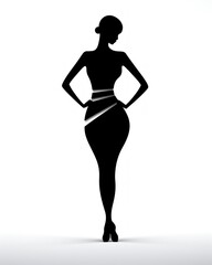 Abstract Silhouette of a Sensual Lady in Black and White. Generative AI Illustration.