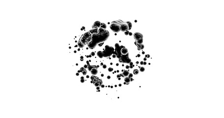 3d render of black abstract balls spheres in liquid water