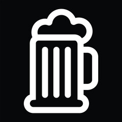 beer mug icon, beer head or foam, linear, black and white, vector illustration 