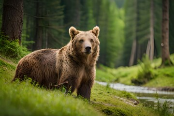 Fototapeta premium brown bear in the woods