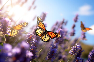 Violet purple beauty lavender field butterfly plant nature summer flower