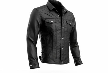 Black leather jacket isolated on white background. Clipping path included.