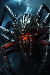 Fototapeta premium The Looming Terror of a Creepy Giant Horror Spider: An Illustration by Generative AI