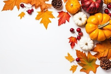 autumn decor from pumpkins and leaves