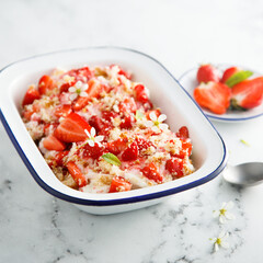 Traditional homemade strawberry tiramisu or trifle