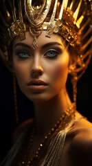 deusa Hera beleza feminina dourada e preta