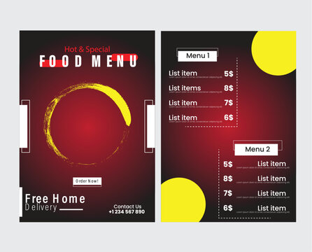 price list and menu flyer design template