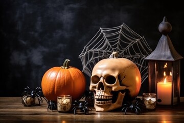 halloween pumpkins and bones