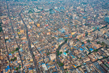 Aerial view of the city of joy, Kolkata, West Bengal, India.