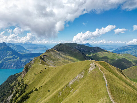 Aerial View of Ridge Hike Stoos, Morschach, Switzerland.