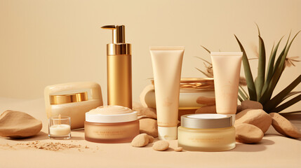 Obraz na płótnie Canvas A variety of skin care products