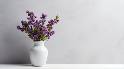 Fototapeta na wymiar A vase filled with purple flowers