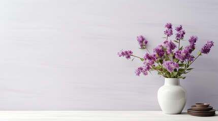 Fototapeta na wymiar A vase filled with purple flowers