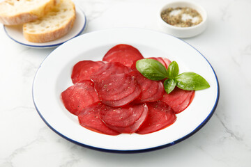 Traditional cured meat on a plate