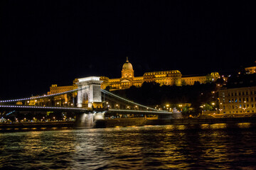 Fototapeta na wymiar Romantic Budapest: A Night Walk over the Chain Bridge