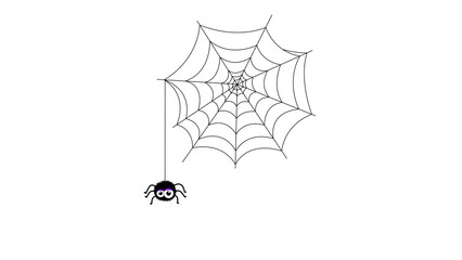 Png happy Halloween spider and web on transparent background, cute spider  design element